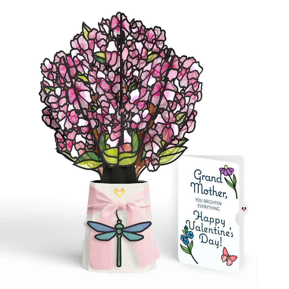 Sun-dappled Cherry Blossom Valentine Suncatcher Bouquet and Sentiment Set for Grandmother