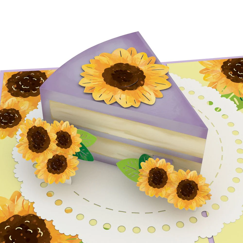 Sunflower Birthday Cake Slice Pop-Up Card - Image 2