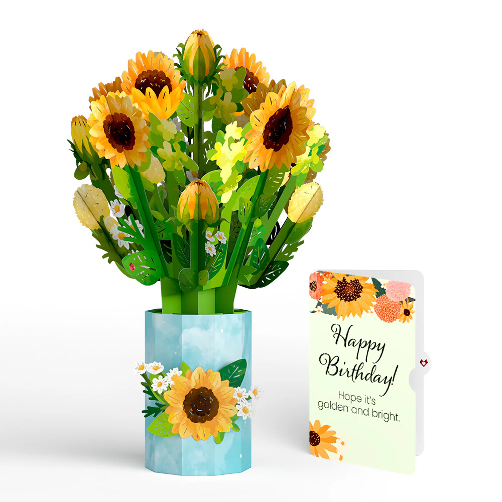 Sunflower Blooms Birthday Bouquet and Sentiment Set