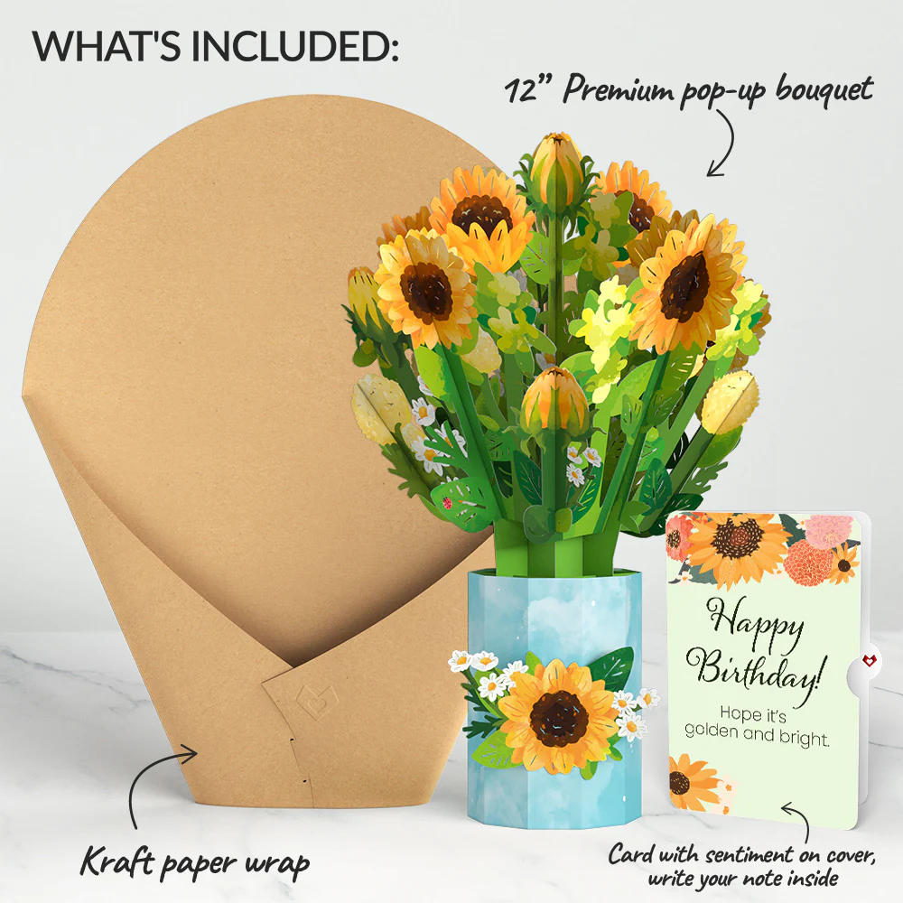 Sunflower Blooms Birthday Bouquet and Sentiment Set - Image 2