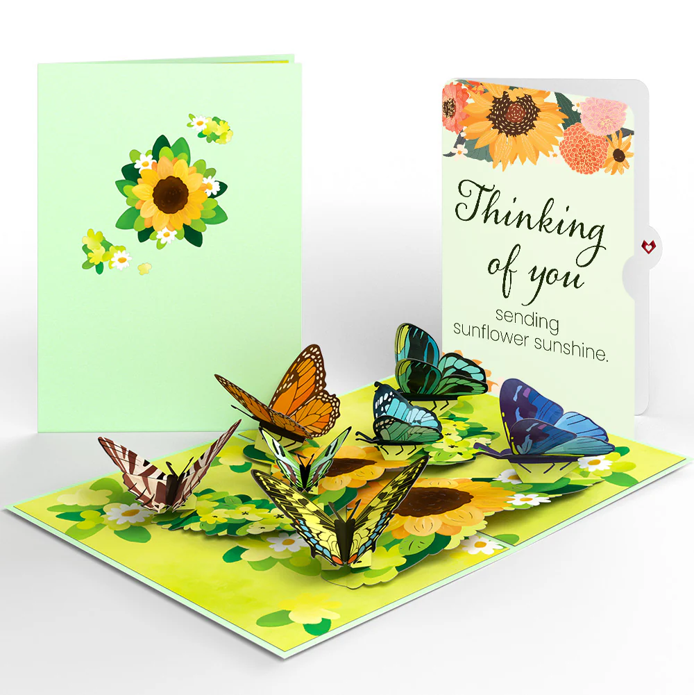Sunflower Butterflies Thinking of You Pop-Up Card and Sentiment Set