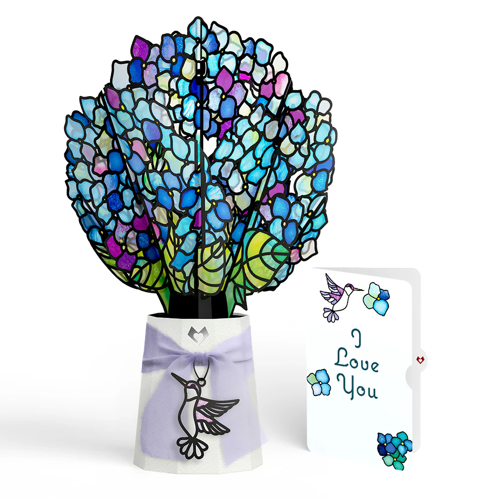 Sunlit Hydrangeas Love Suncatcher Bouquet and Sentiment Set