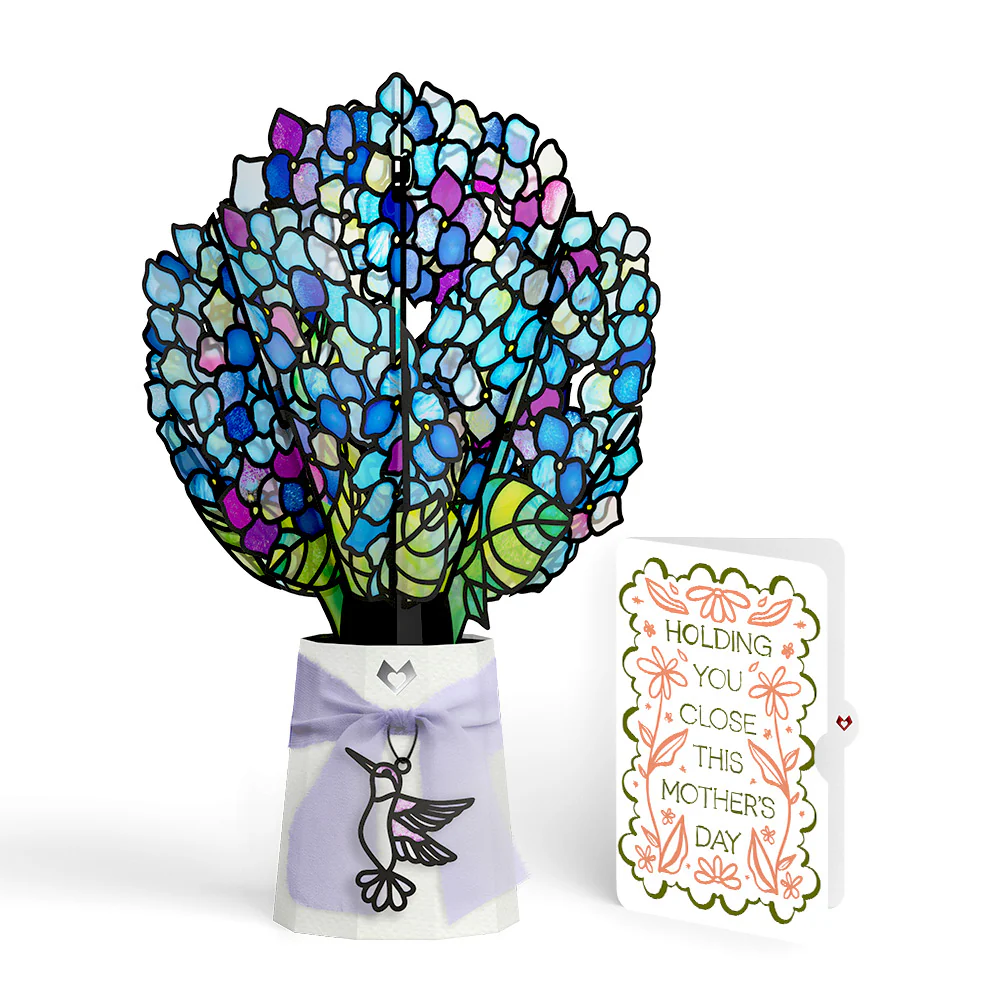 Sunlit Hydrangeas Mother’s Day Suncatcher Bouquet and Sentiment Vintage Blossom Set for Mom