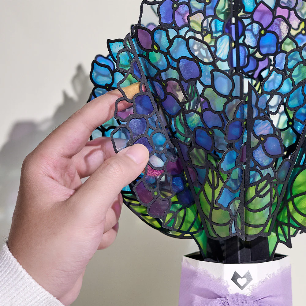 Sunlit Hydrangeas Valentine Suncatcher Bouquet and Sentiment Set for Daughter - Image 3