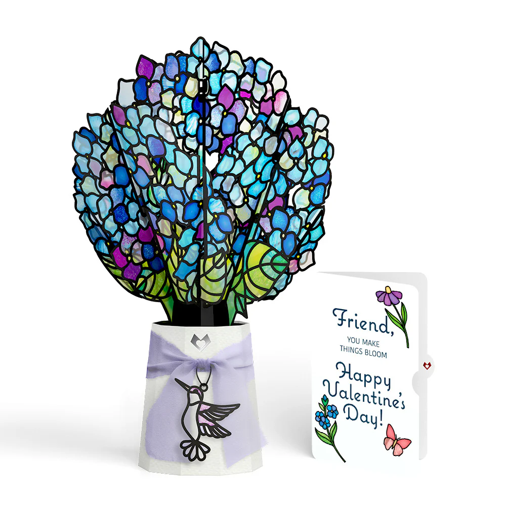Sunlit Hydrangeas Valentine Suncatcher Bouquet and Sentiment Set for Friend