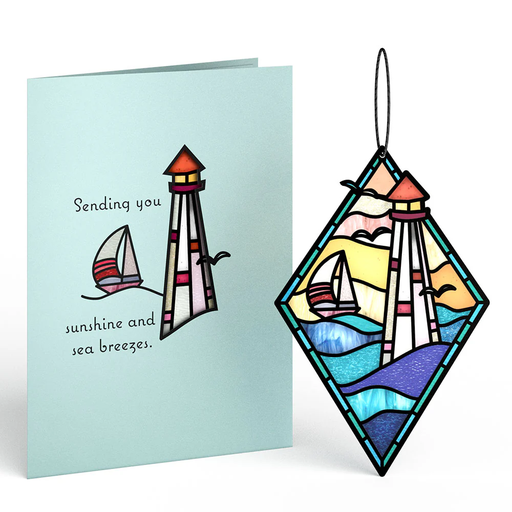 Sunshine and Sea Breezes Lighthouse Suncatcher Card - Image 2