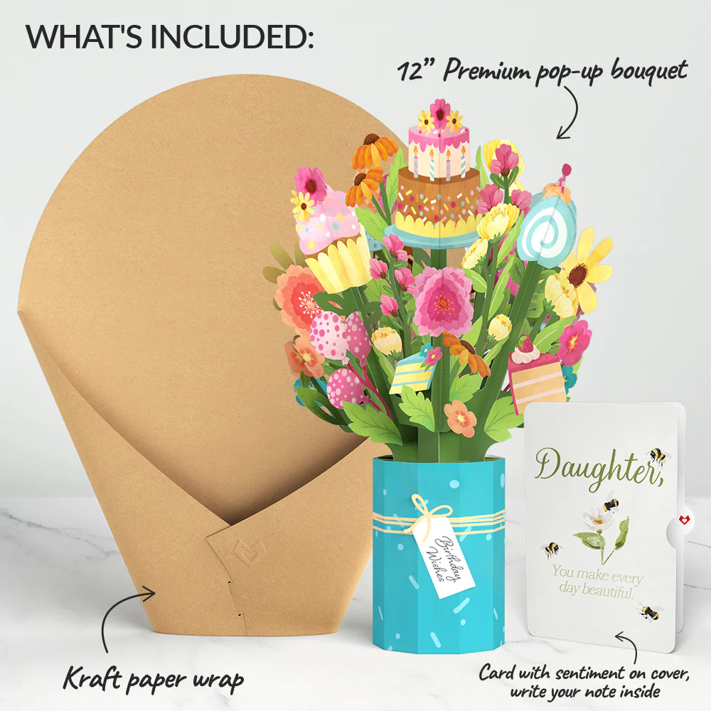 Sweet Birthday Wishes Bouquet and Sentiment Set for Daughter - Image 2
