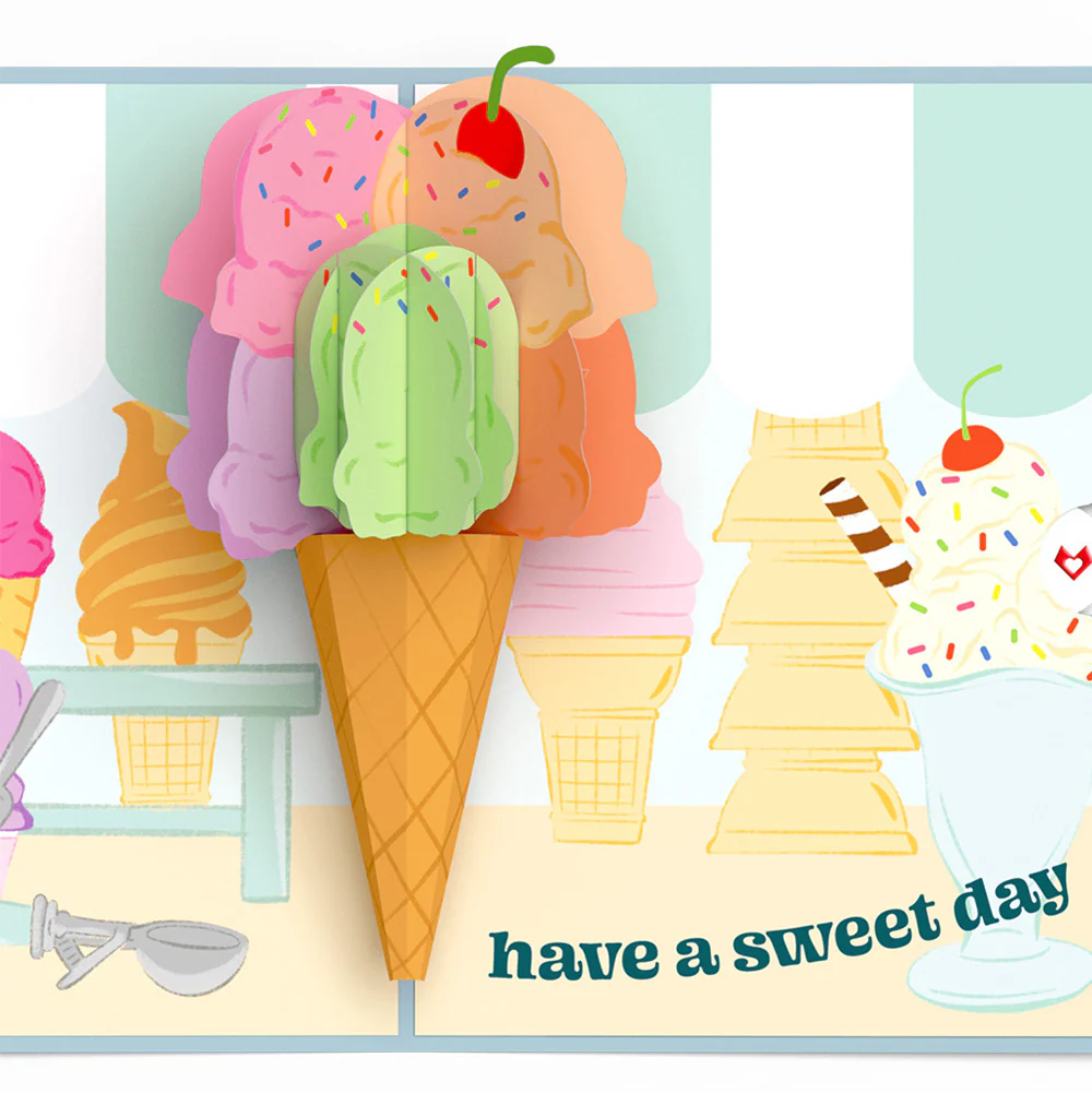 Sweet Day Ice Cream Birthday Pop-Up Card and Sentiment Set for Sister - Image 3
