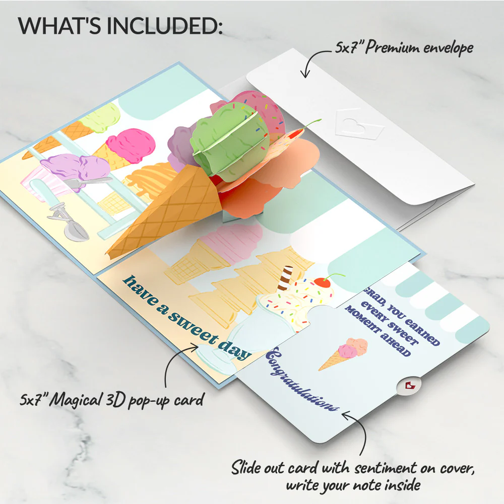 Sweet Day Ice Cream Graduation Pop-Up Card and Sentiment Set for Grad - Image 2