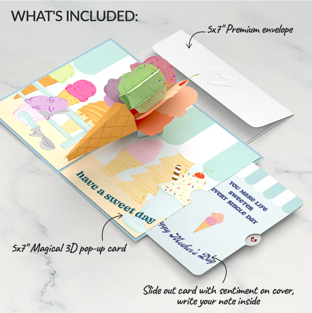 Sweet Day Ice Cream Mother’s Day Pop-Up Card and Sentiment Set for Mom - Image 2