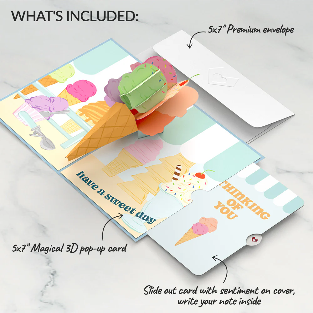 Sweet Day Ice Cream Thinking of You Pop-Up Card and Sentiment Set - Image 2