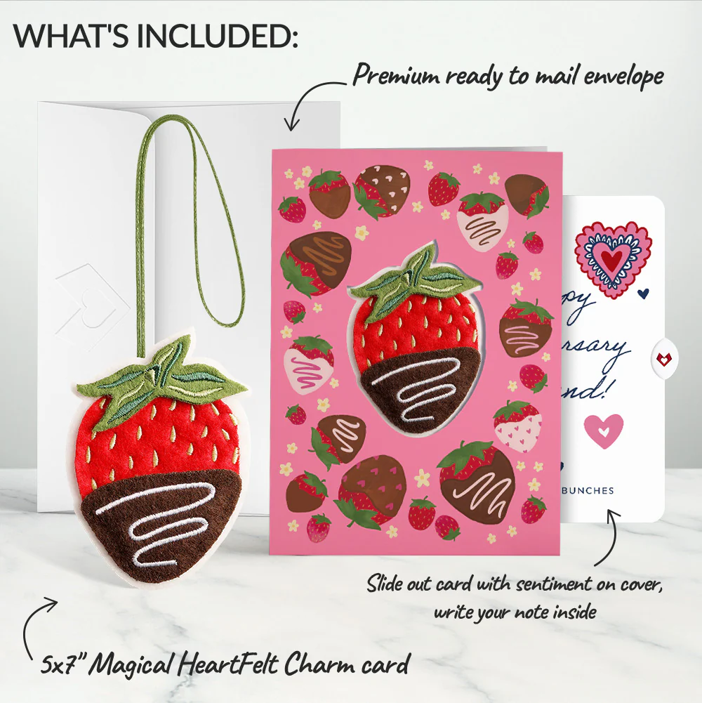 Sweet Strawberry Anniversary HeartFelt Charm Card™ and Sentiment Set for Husband - Image 2