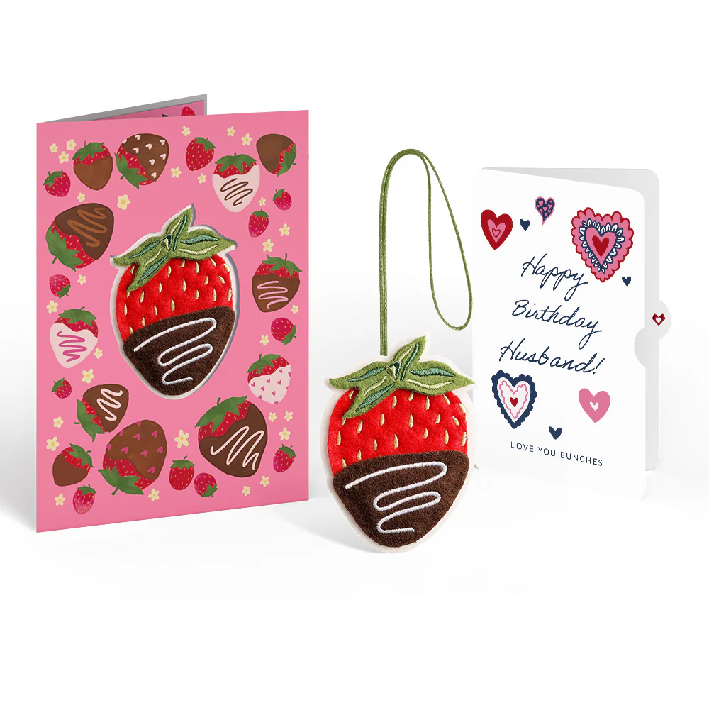 Sweet Strawberry Birthday HeartFelt Charm Card™ and Sentiment Set for Husband