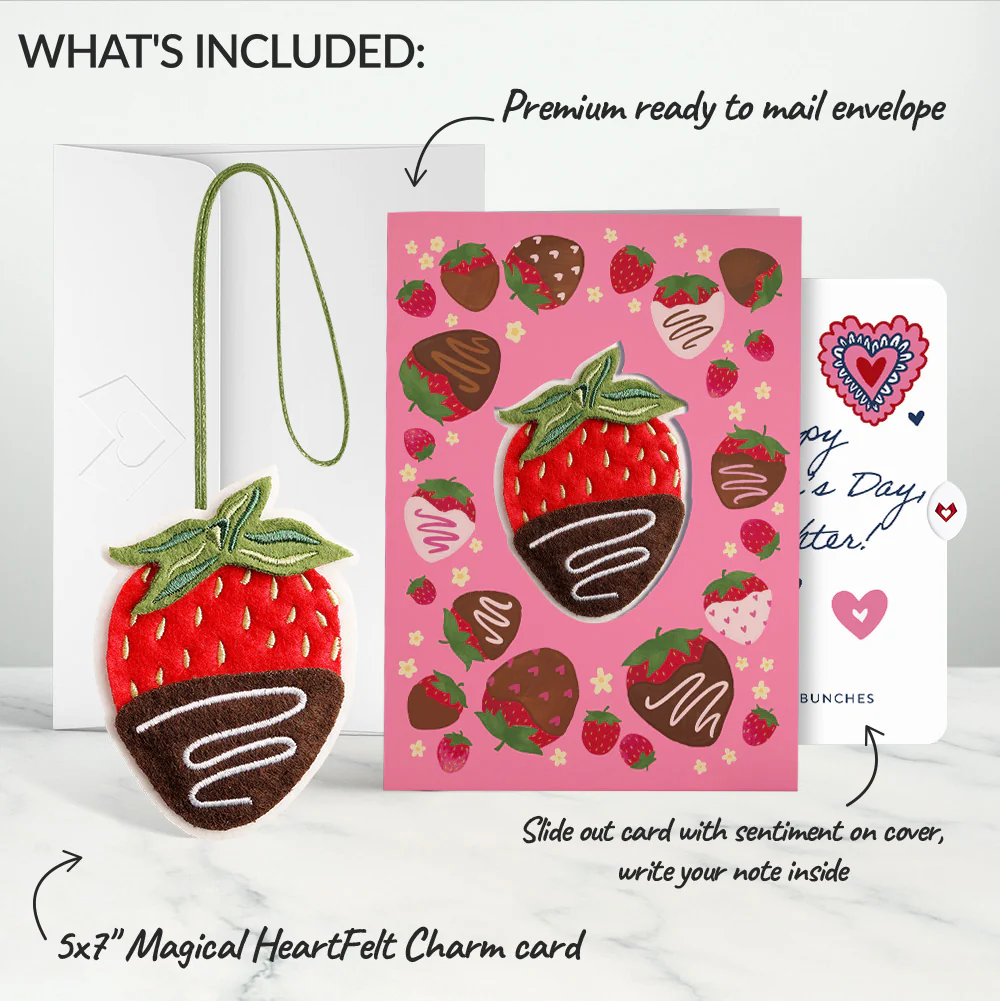 Sweet Strawberry Valentine HeartFelt Charm Card™ and Sentiment Set for Daughter - Image 2