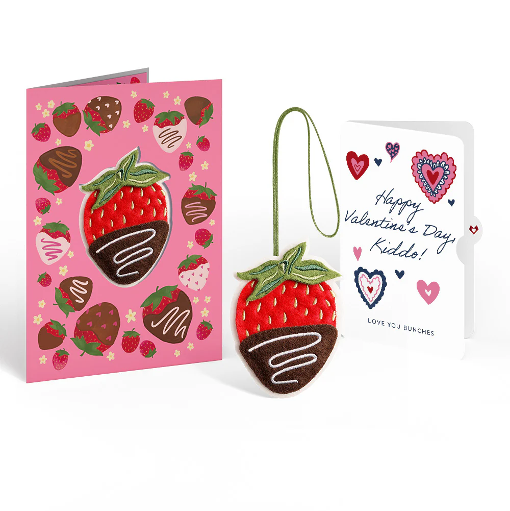 Sweet Strawberry Valentine HeartFelt Charm Card™ and Sentiment Set for Kiddo