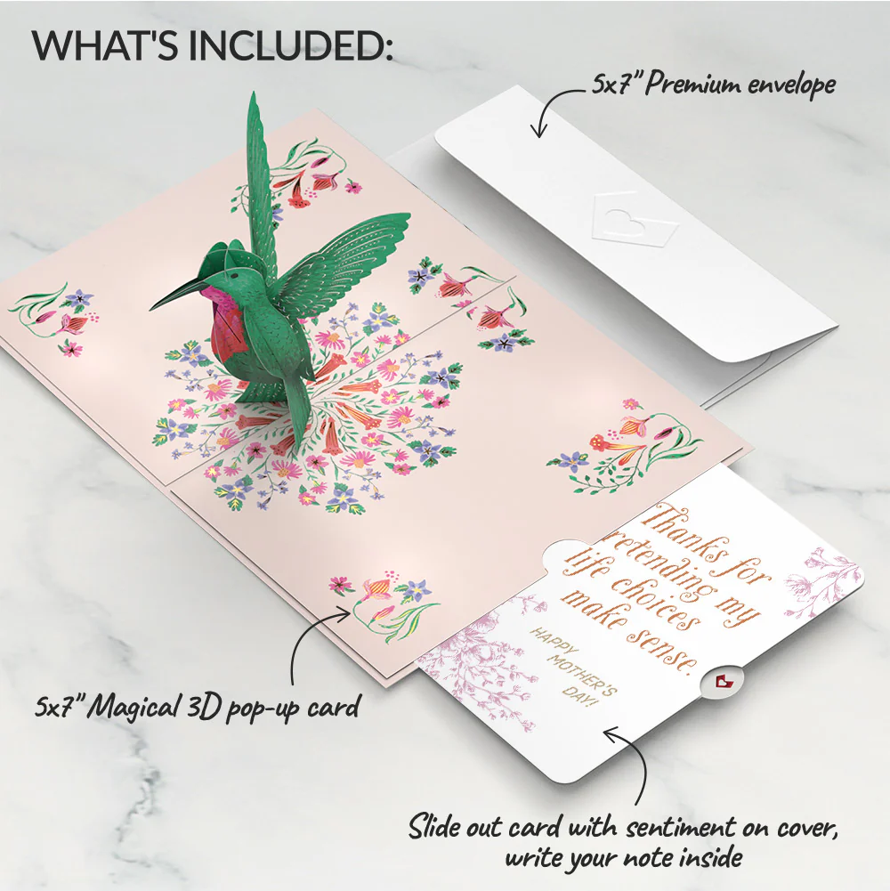Sweetest Hummingbird Mother’s Day Pop-Up Card and Sentiment Set for Mom - Image 2