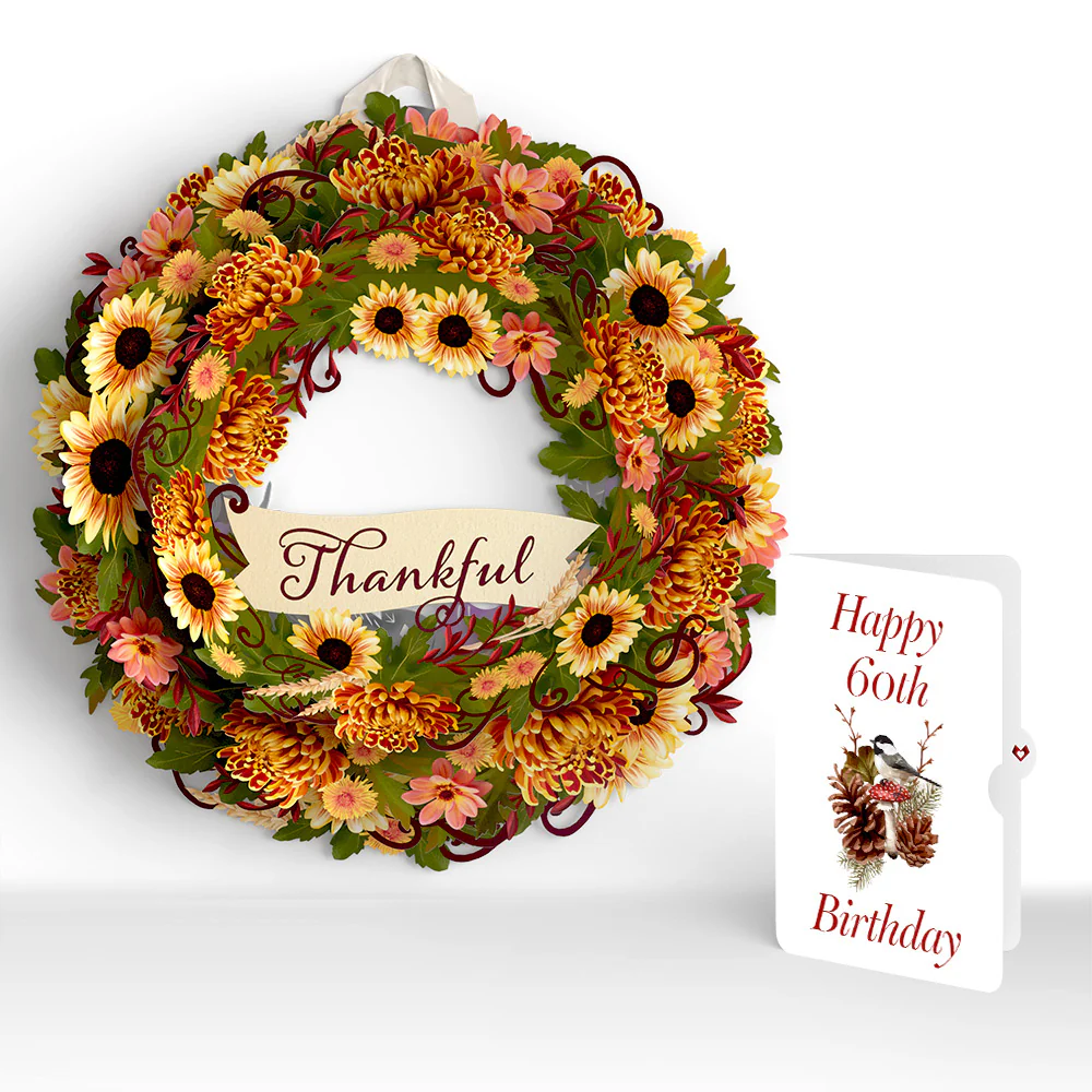 Thankful 60th Birthday Wreath and Sentiment Set