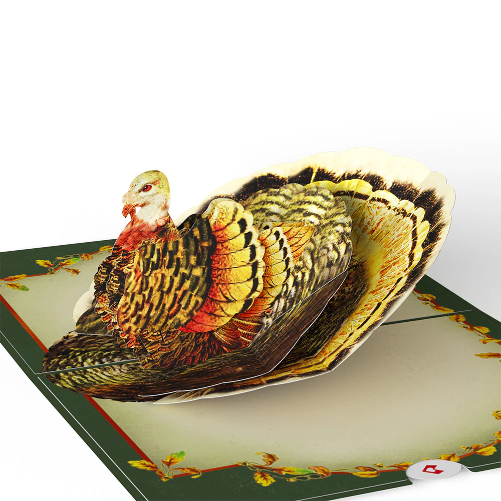 Thanksgiving Greetings Vintage Turkey Pop-Up Card and Though Miles Apart Sentiment Set - Image 3