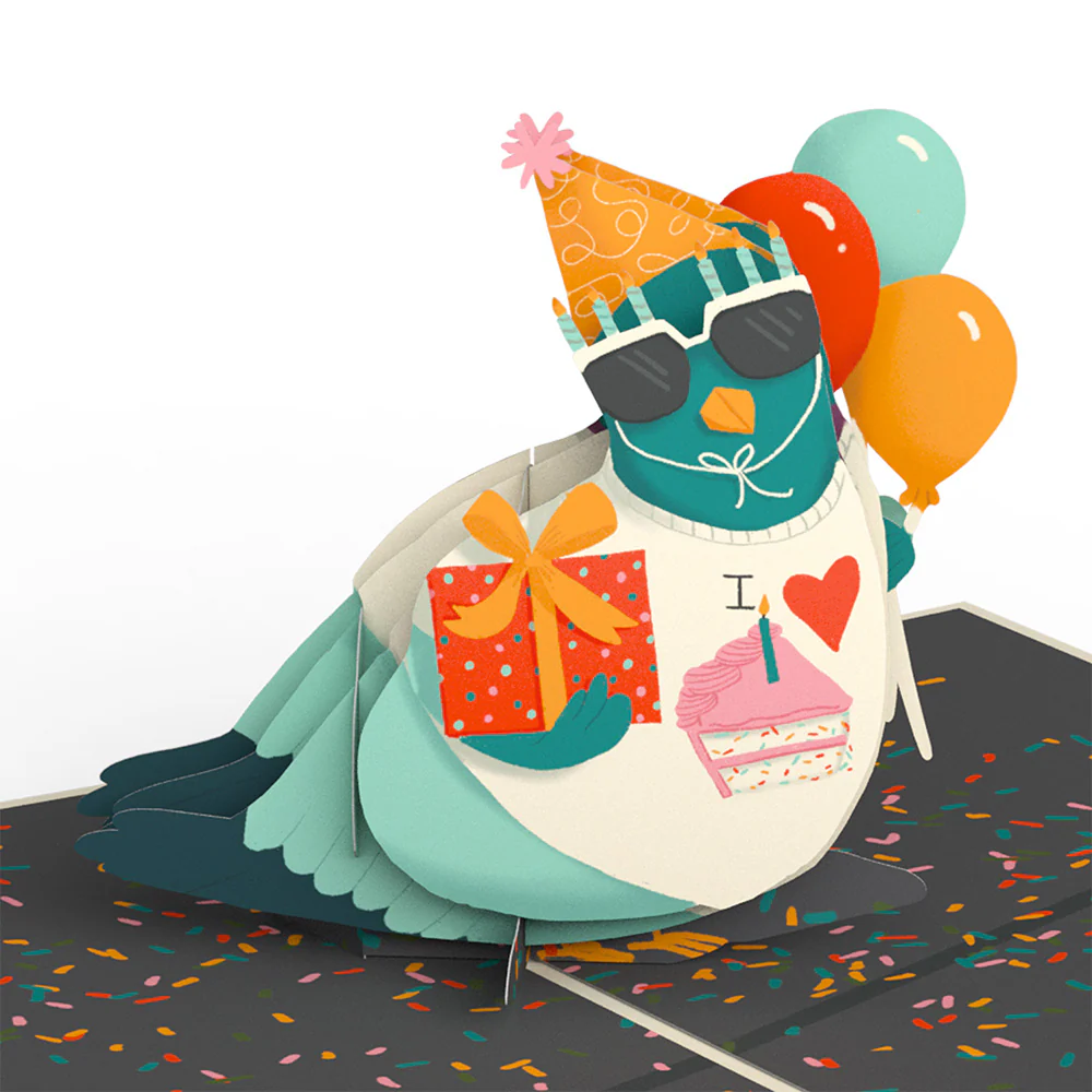 ‘That’s Coo’ Funny Pigeon Birthday Pop-Up Card - Image 2