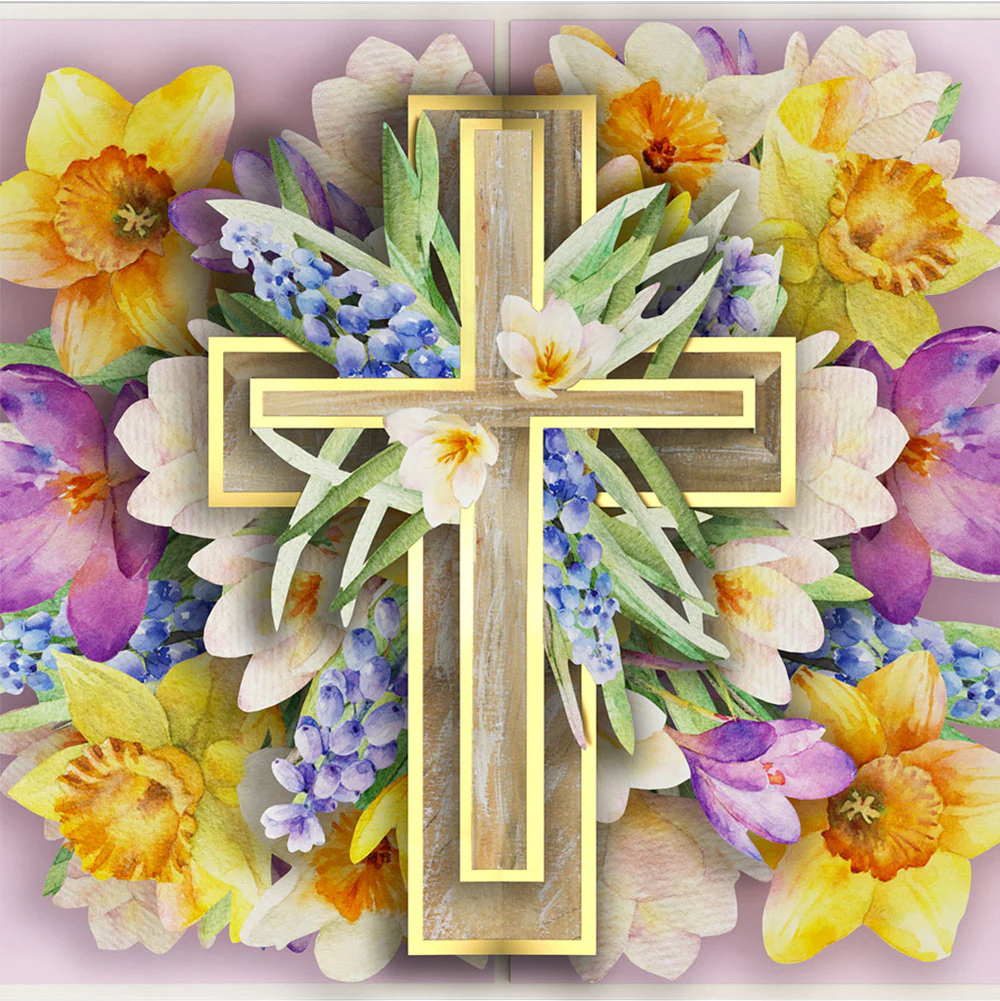 The Lord Bless You Floral Cross Baptism Pop-Up Card and Sentiment Set - Image 3