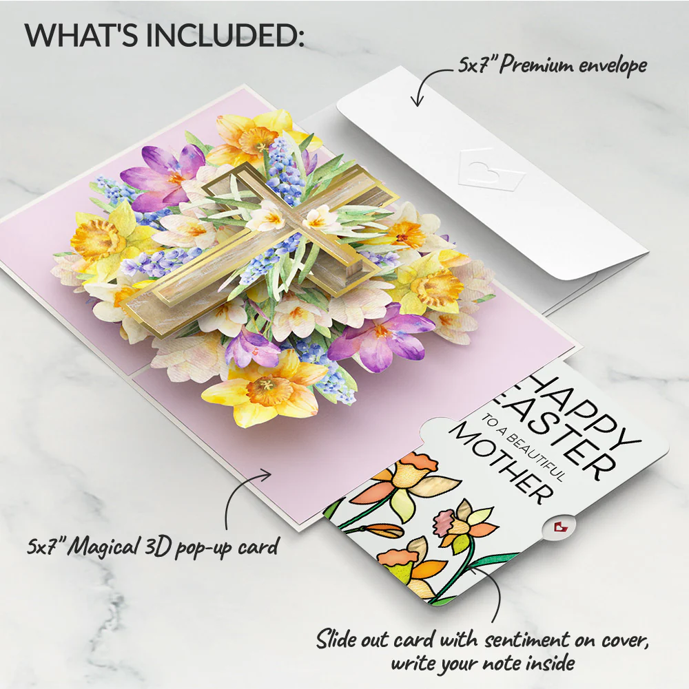The Lord Bless You Floral Cross Easter Pop-Up Card and Sentiment Set for Mom - Image 2