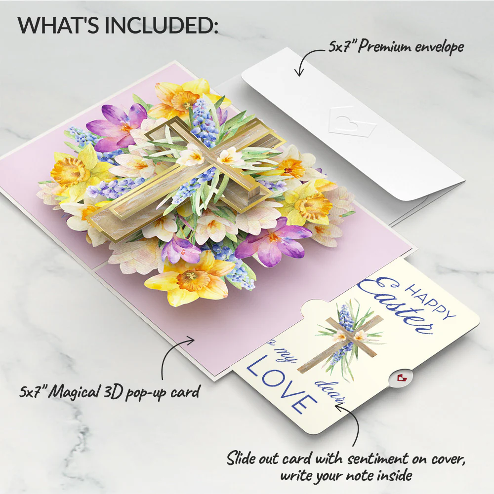 The Lord Bless You Floral Cross Easter Pop-Up Card and Sentiment Set for My Love - Image 2