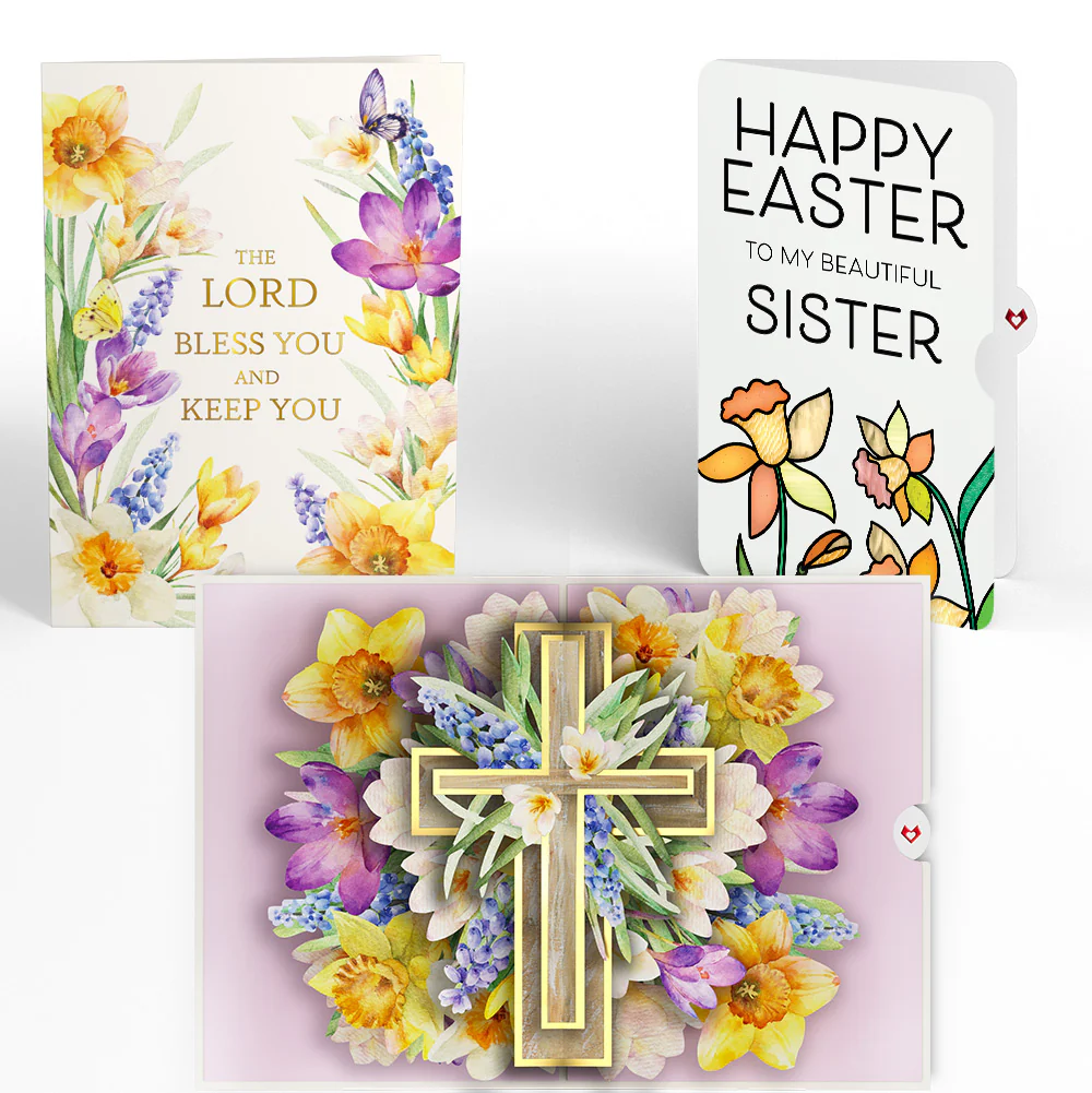 The Lord Bless You Floral Cross Easter Pop-Up Card and Sentiment Set for Sister