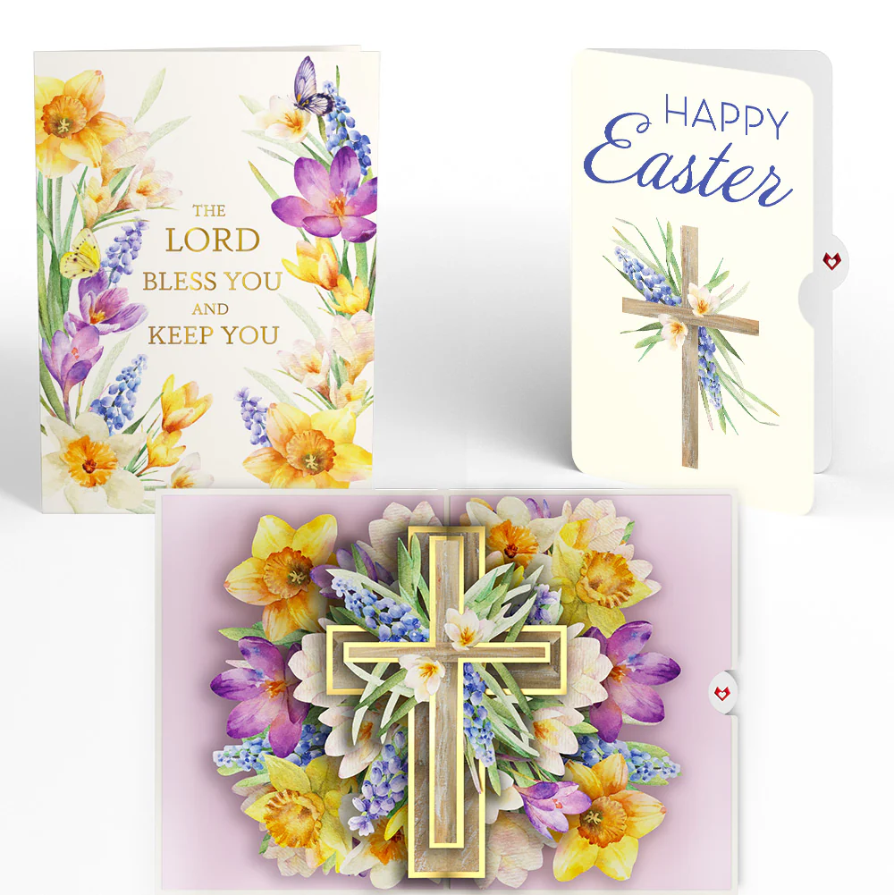 The Lord Bless You Floral Cross Easter Pop-Up Card and Wildflower Cross Grace Sentiment Set