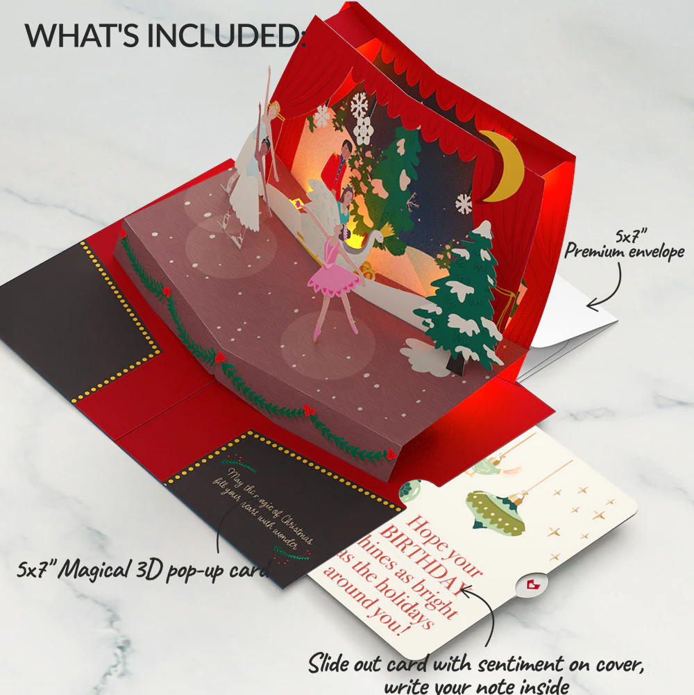 The Nutcracker Christmas Magic Music and Lights Pop-Up Card and Birthday Sentiment Set - Image 2