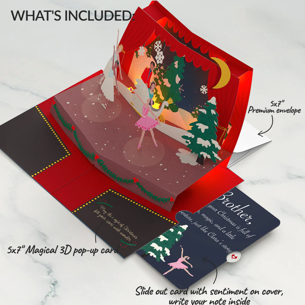 The Nutcracker Christmas Magic Music and Lights Pop-Up Card and Sentiment Set for Brother - Image 2