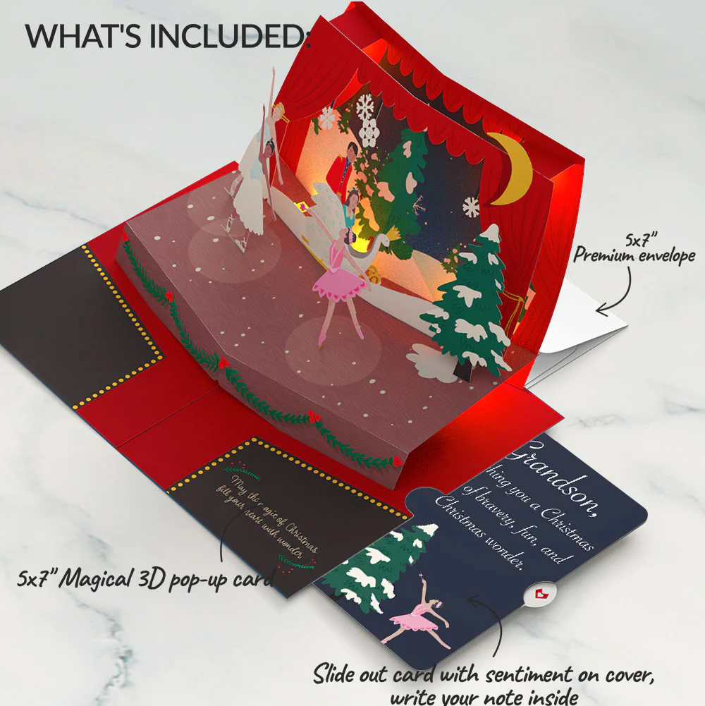 The Nutcracker Christmas Magic Music and Lights Pop-Up Card and Sentiment Set for Grandson - Image 2