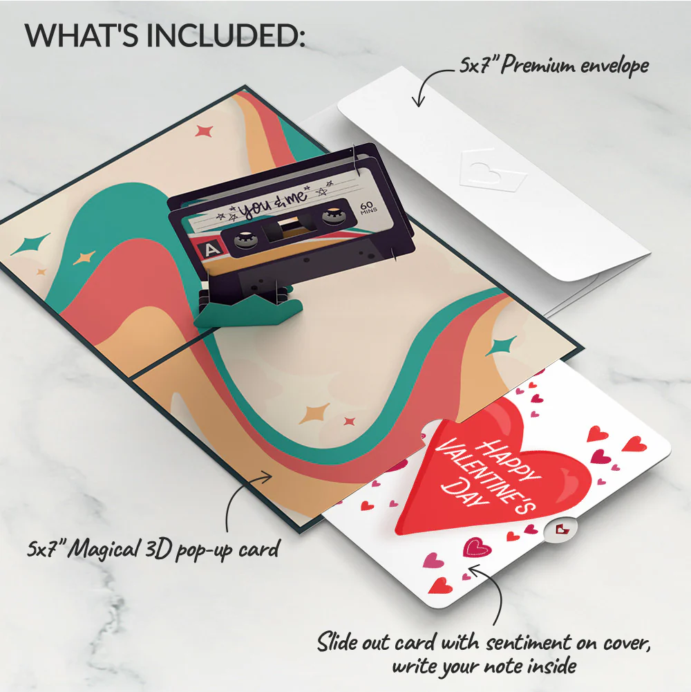 The Perfect Mixtape Valentine Pop-Up Card and Big Sweet Heart Sentiment Set - Image 2