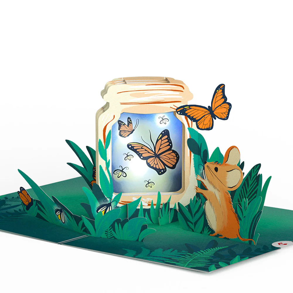 Thinking of You Butterfly Jar Birthday Light-Up Pop-Up Card and Sentiment Set for Husband - Image 3