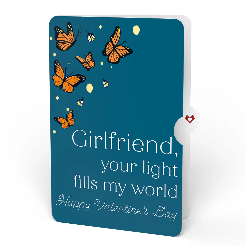 Thinking of You Butterfly Jar Valentine Light-Up Pop-Up Card and Sentiment Set for Girlfriend - Image 4