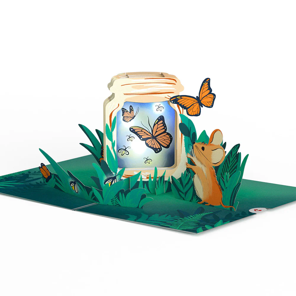 Thinking of You Butterfly Jar Valentine Light-Up Pop-Up Card and Sentiment Set for Grandmother - Image 3