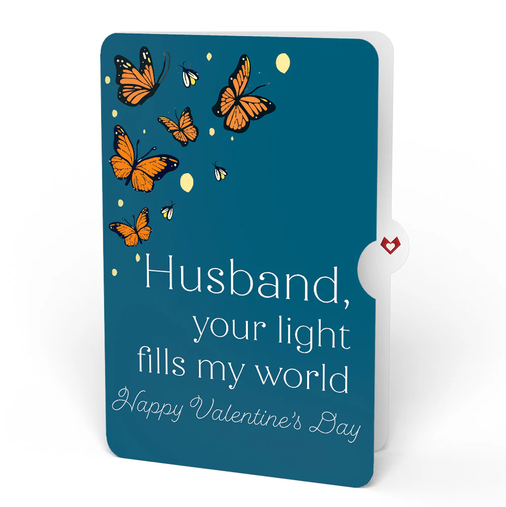 Thinking of You Butterfly Jar Valentine Light-Up Pop-Up Card and Sentiment Set for Husband - Image 4