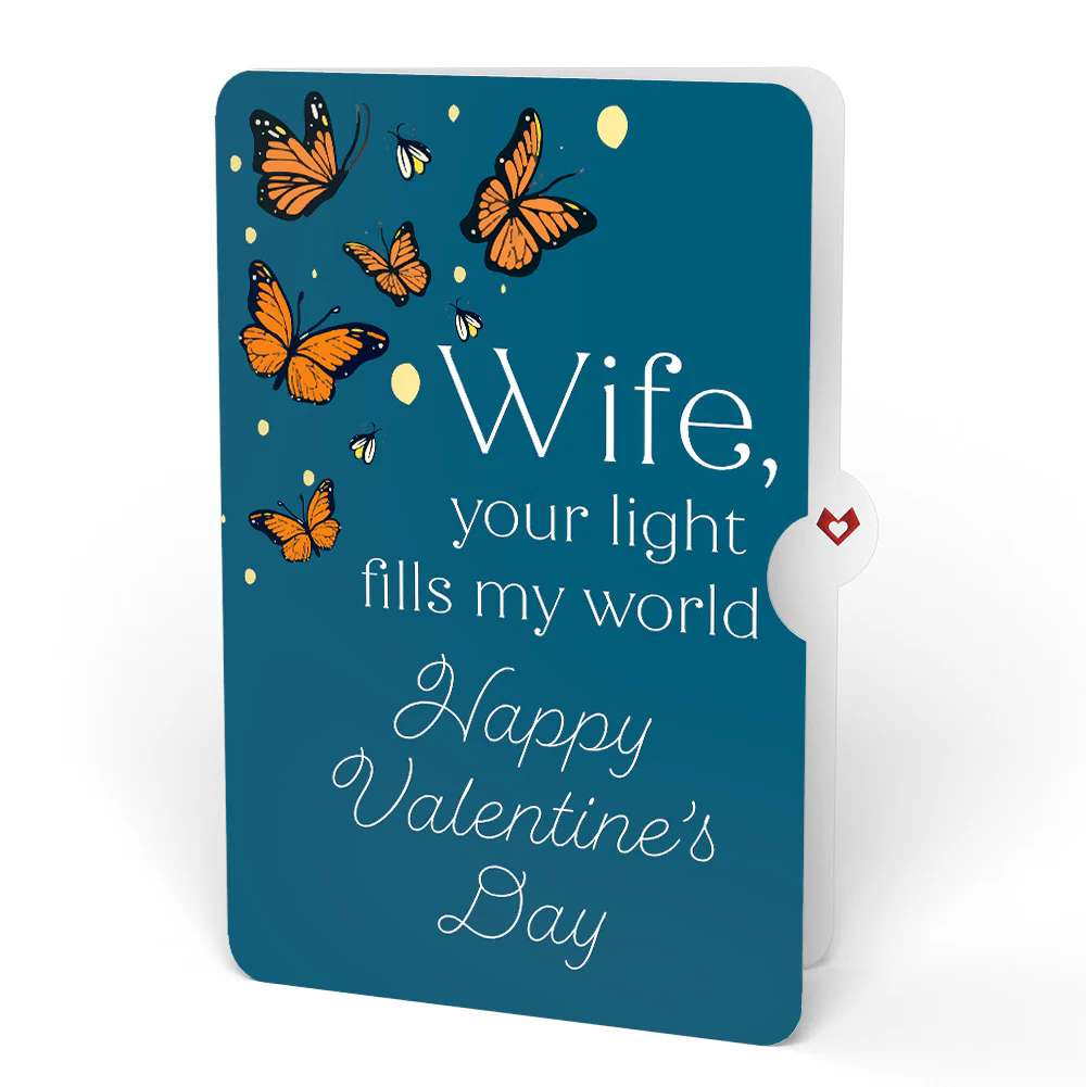 Thinking of You Butterfly Jar Valentine Light-Up Pop-Up Card and Sentiment Set for Wife - Image 4