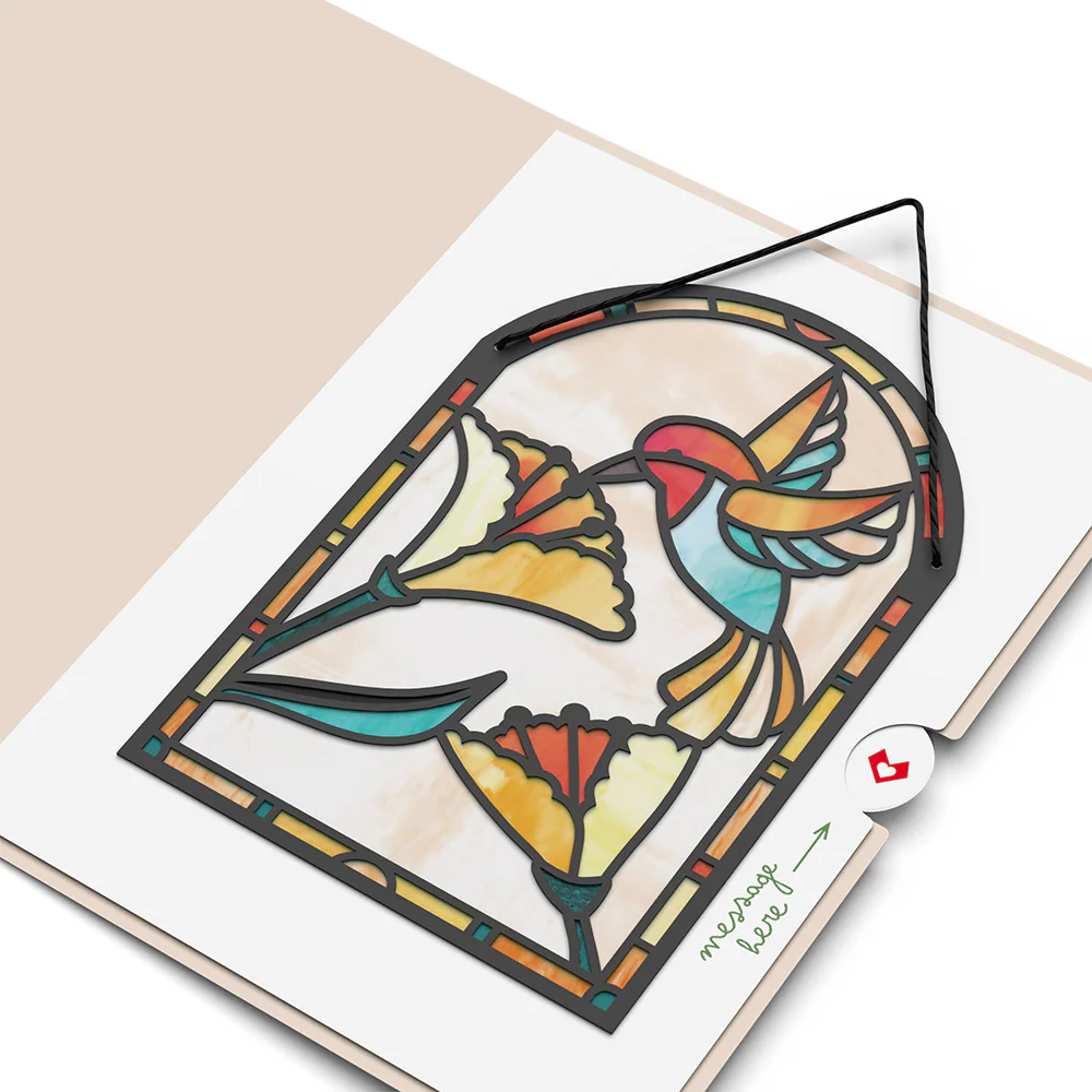 Thinking of You Hummingbird Suncatcher Card - Image 4
