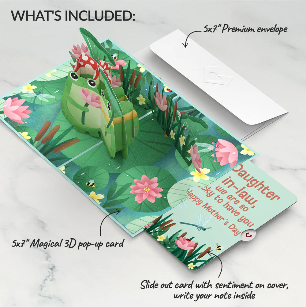 Time Well Spent Frogs Mother’s Day Pop-Up Card and Sentiment Set for Daughter-in-law - Image 2
