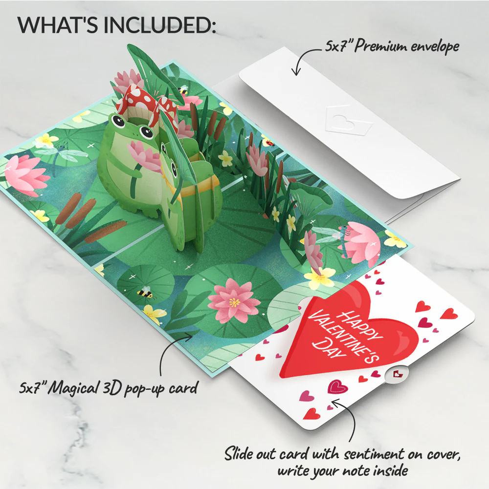 Time Well Spent Frogs Valentine Pop-Up Card and Big Sweet Heart Sentiment Set - Image 2