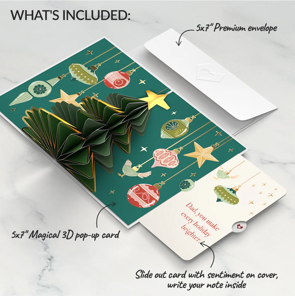 Tis the Season Christmas Tree Pop-Up Card and Sentiment Set for Dad - Image 2