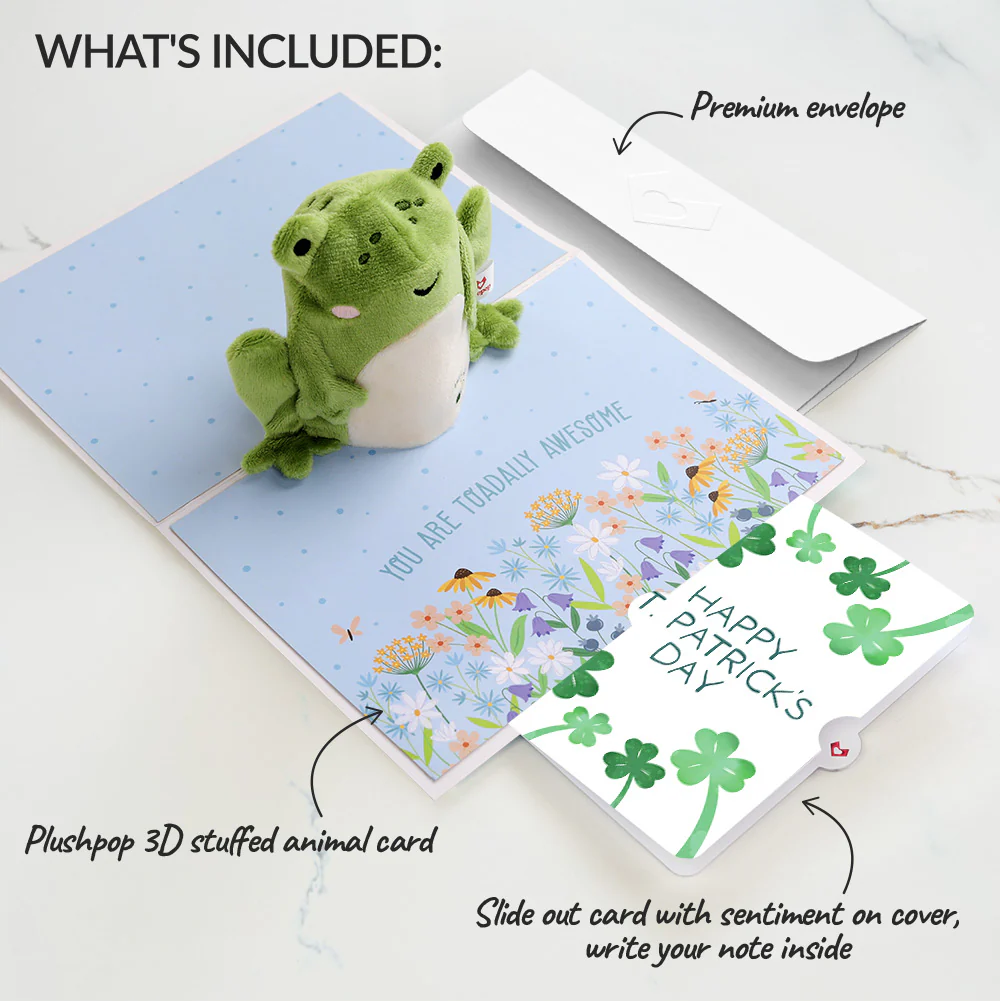 'Toadally Awesome' St. Patrick’s Day Plushpop Card and Shamrock Sprigs Sentiment Set - Image 2
