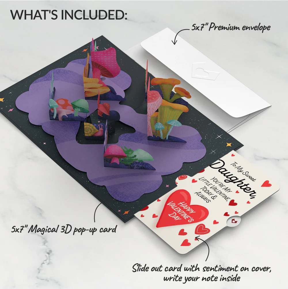 Together We are Magic Mushrooms Valentine Pop-Up Card and Sentiment Set for Daughter - Image 2