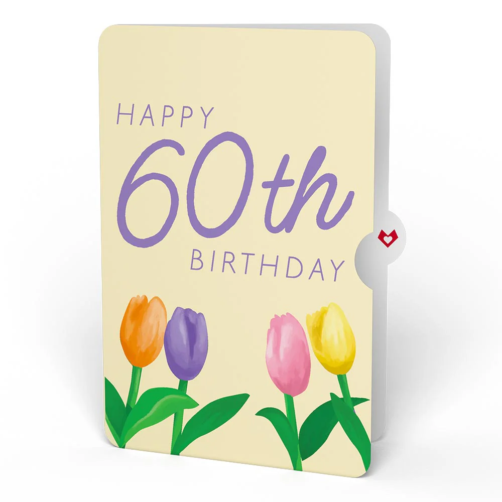Tulips 60th Birthday Pop-Up Card and Sentiment Set - Image 4