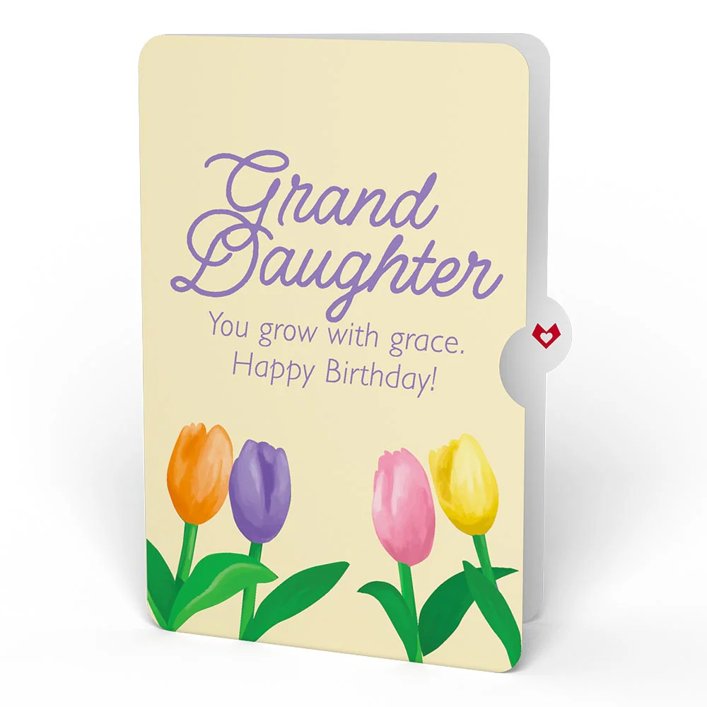 Tulips Birthday Pop-Up Card and Sentiment Set for Granddaughter - Image 4