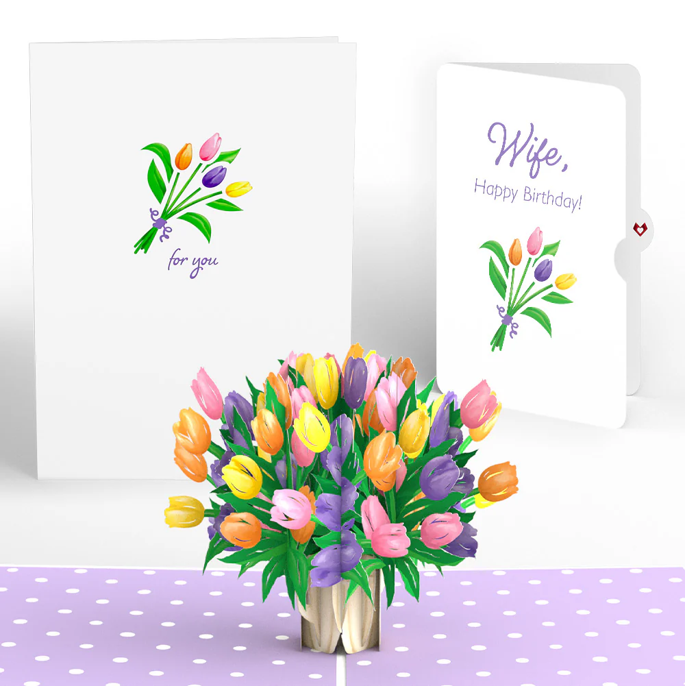Tulips Birthday Pop-Up Card and Sentiment Set for Wife