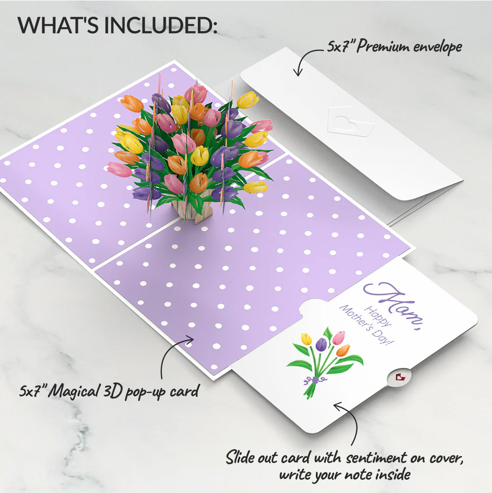 Tulips Mother’s Day Pop-Up Card and Sentiment Set for Mom - Image 2