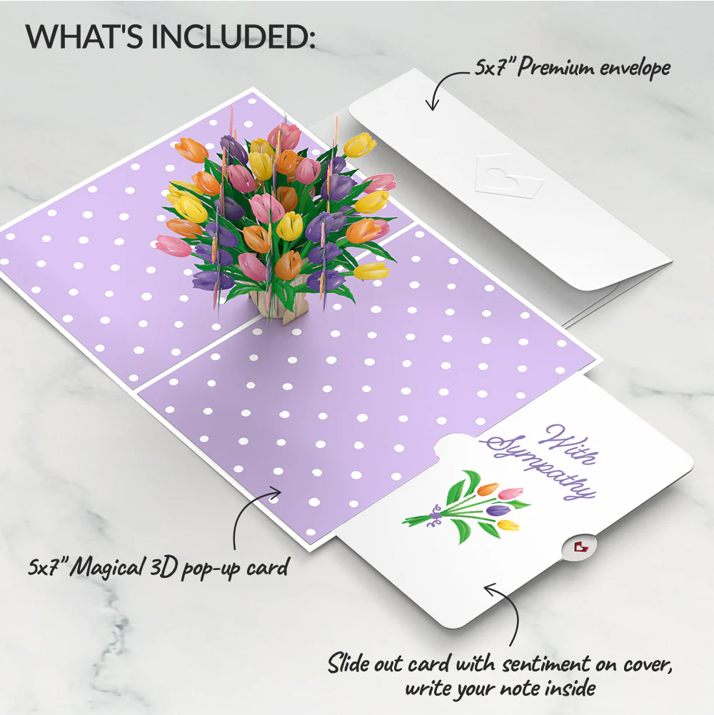 Tulips Sympathy Pop-Up Card and Sentiment Set - Image 2
