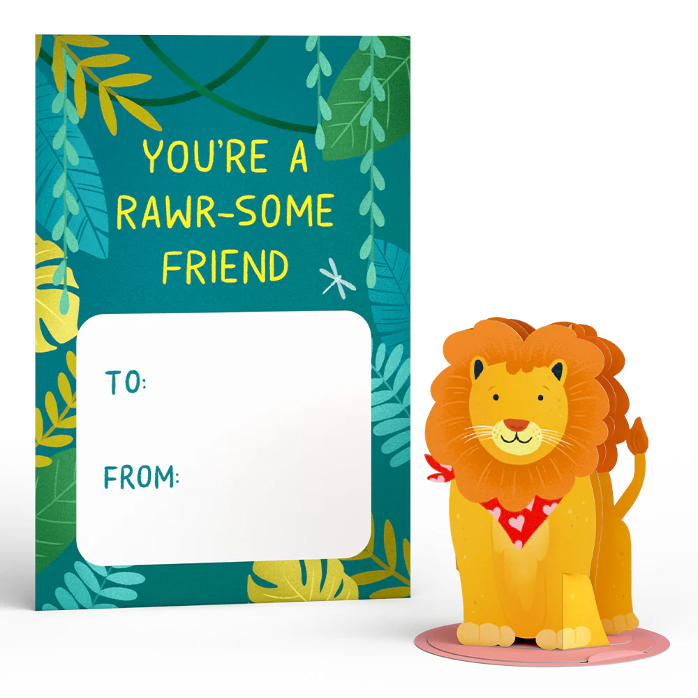 Valentine’s Day Safari Assorted Cards Kids Classroom 24-Pack - Image 2