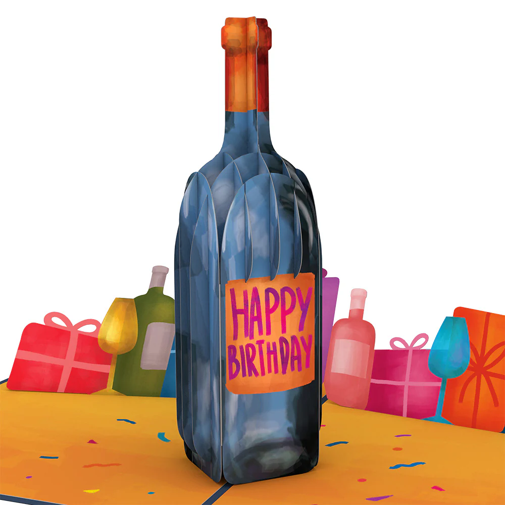 Vintage Wine Birthday Pop-Up Card - Image 2